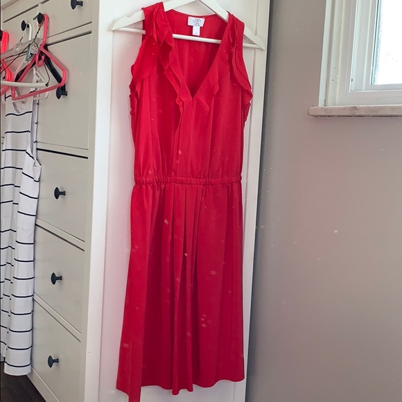 LOFT Dresses & Skirts - Loft red raw edge ruffle dress